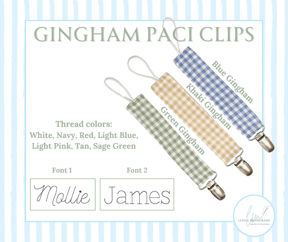Gingham Paci Clips