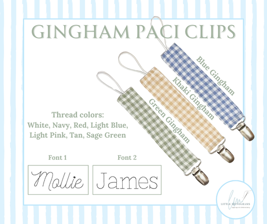 Gingham Paci Clips
