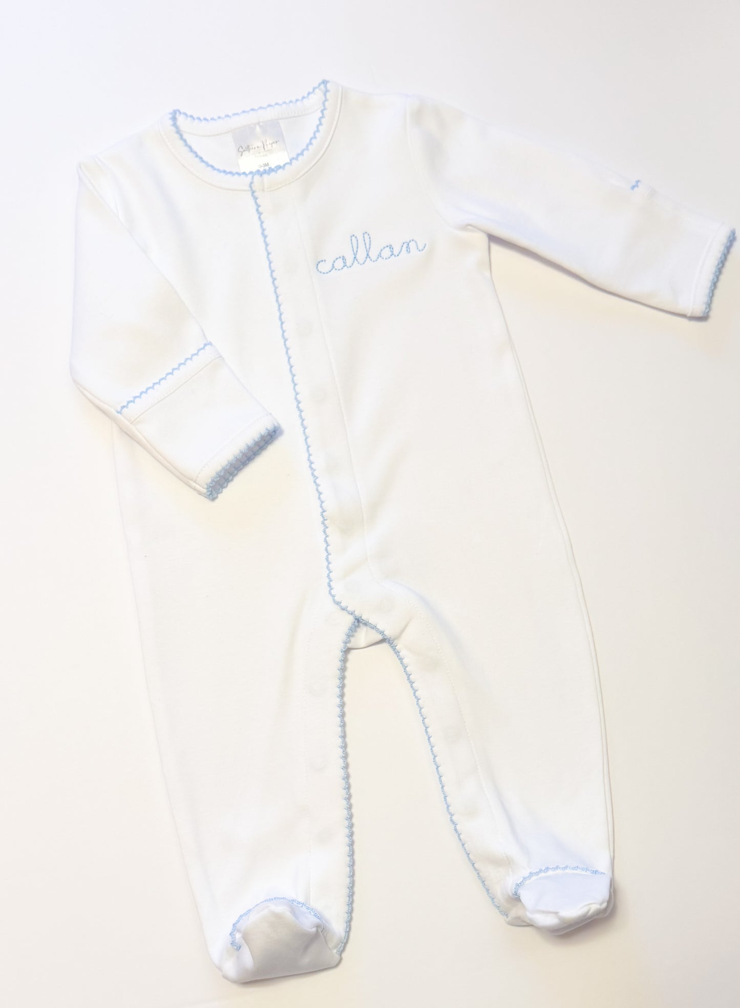 Blue Picot Trim Footie