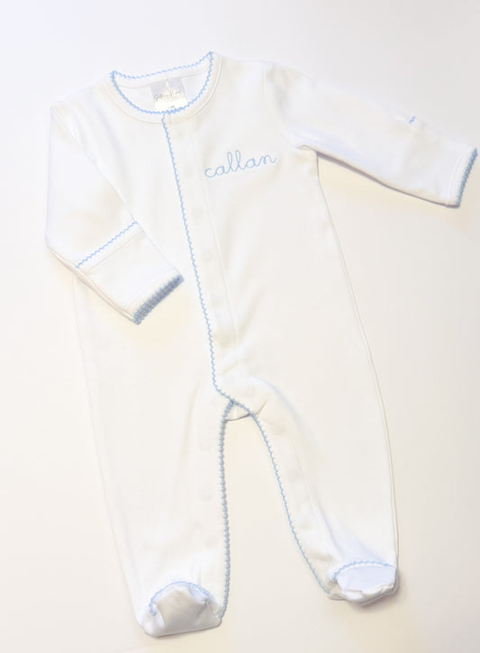 Blue Picot Trim Footie