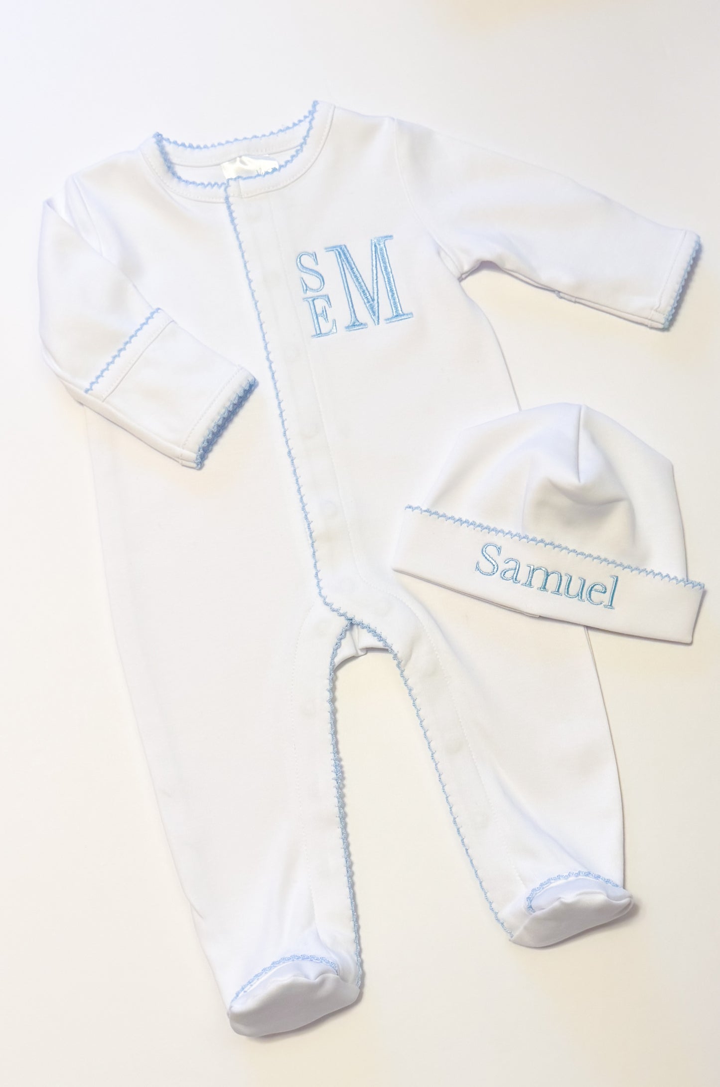 Blue Picot Trim Footie