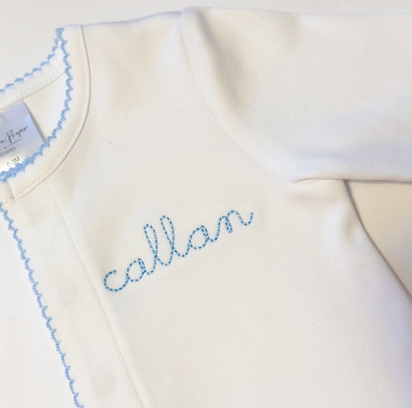 Blue Picot Trim Footie