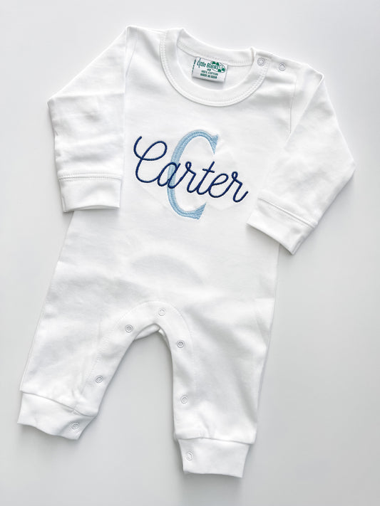 Navy and Blue Initial Romper